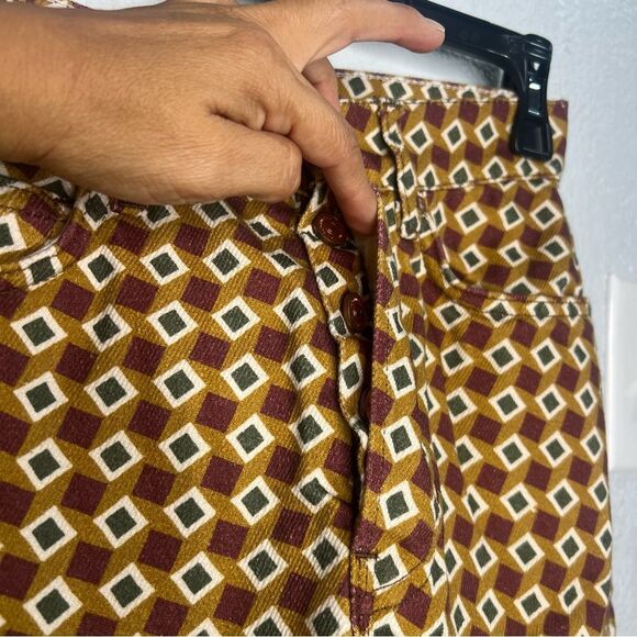Reformation Jeans Patterned Denim Mini Women’s Jean Brown/Burgundy Skirt Sz 26 - Picture 8 of 11